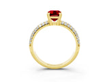 Yellow gold Emerald Cut Cut Pave Diamond Engagement Ring with Channel Set Band and Four-Prong Setting_3