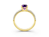 Yellow gold Emerald Cut Cut Pave Diamond Engagement Ring with Channel Set Band and Four-Prong Setting_3