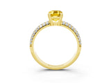 Yellow gold Emerald Cut Cut Pave Diamond Engagement Ring with Channel Set Band and Four-Prong Setting_3