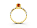 Yellow gold Emerald Cut Cut Pave Diamond Engagement Ring with Channel Set Band and Four-Prong Setting_3