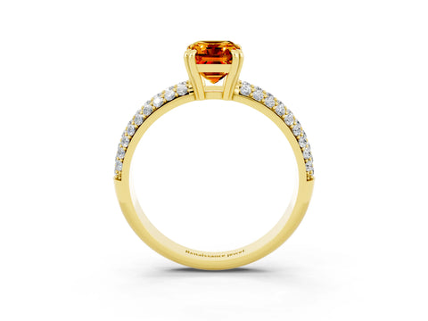 Yellow gold Emerald Cut Cut Pave Diamond Engagement Ring with Channel Set Band and Four-Prong Setting_3