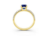 Yellow gold Emerald Cut Cut Pave Diamond Engagement Ring with Channel Set Band and Four-Prong Setting_3