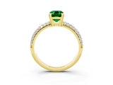 Yellow gold Emerald Cut Cut Pave Diamond Engagement Ring with Channel Set Band and Four-Prong Setting_3