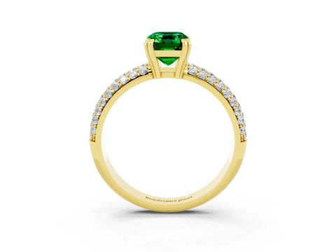 Yellow gold Emerald Cut Cut Pave Diamond Engagement Ring with Channel Set Band and Four-Prong Setting_3