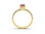 Yellow gold Emerald Cut Cut Pave Diamond Engagement Ring with Channel Set Band and Four-Prong Setting_3