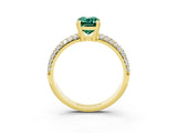 Yellow gold Emerald Cut Cut Pave Diamond Engagement Ring with Channel Set Band and Four-Prong Setting_3