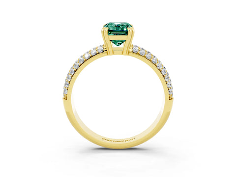 Yellow gold Emerald Cut Cut Pave Diamond Engagement Ring with Channel Set Band and Four-Prong Setting_3