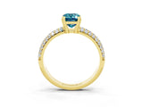 Yellow gold Emerald Cut Cut Pave Diamond Engagement Ring with Channel Set Band and Four-Prong Setting_3