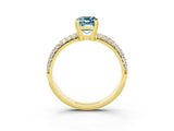 Yellow gold Emerald Cut Cut Pave Diamond Engagement Ring with Channel Set Band and Four-Prong Setting_3