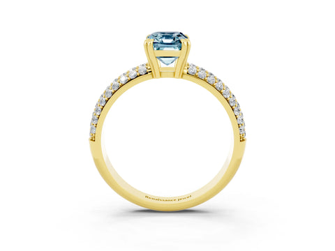 Yellow gold Emerald Cut Cut Pave Diamond Engagement Ring with Channel Set Band and Four-Prong Setting_3