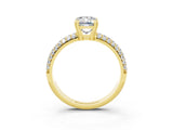 Yellow gold Emerald Cut Cut Pave Diamond Engagement Ring with Channel Set Band and Four-Prong Setting_3