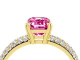 Yellow gold Emerald Cut Cut Pave Diamond Engagement Ring with Channel Set Band and Four-Prong Setting_4