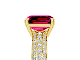 Yellow gold Emerald Cut Cut Pave Diamond Engagement Ring with Channel Set Band and Four-Prong Setting_5