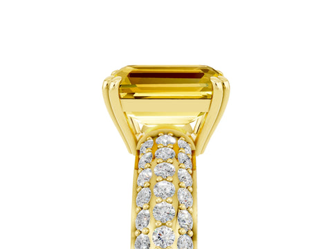 Yellow gold Emerald Cut Cut Pave Diamond Engagement Ring with Channel Set Band and Four-Prong Setting_5