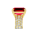 Yellow gold Emerald Cut Cut Pave Diamond Engagement Ring with Channel Set Band and Four-Prong Setting_5
