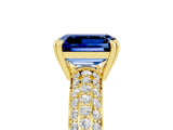 Yellow gold Emerald Cut Cut Pave Diamond Engagement Ring with Channel Set Band and Four-Prong Setting_5