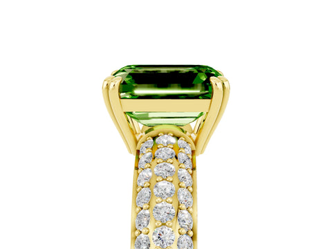 Yellow gold Emerald Cut Cut Pave Diamond Engagement Ring with Channel Set Band and Four-Prong Setting_5