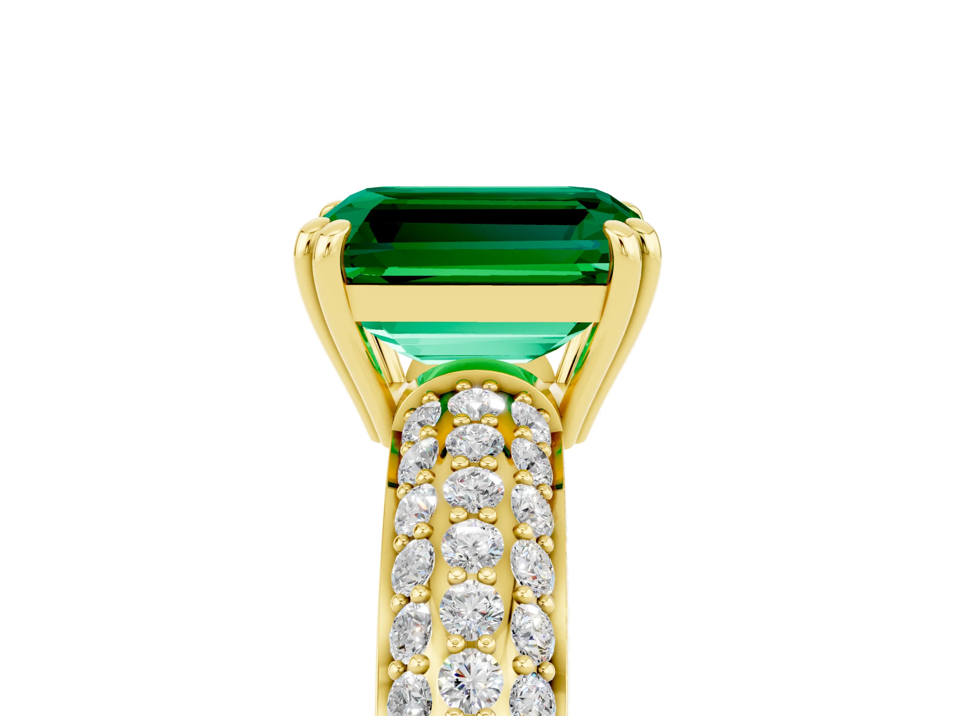 Yellow gold Emerald Cut Cut Pave Diamond Engagement Ring with Channel Set Band and Four-Prong Setting_5