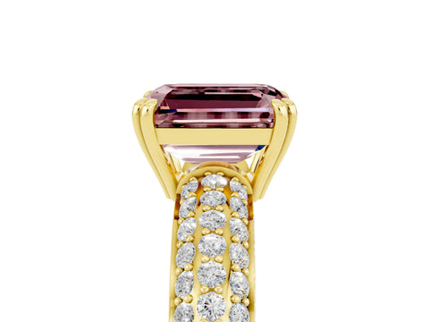 Yellow gold Emerald Cut Cut Pave Diamond Engagement Ring with Channel Set Band and Four-Prong Setting_5
