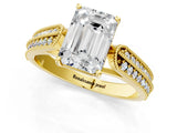Yellow gold Emerald Cut Cut Pave Split Shank Engagement Ring with Four-Prong Setting_16