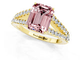 Yellow gold Emerald Cut Cut Split Shank Pave Diamond Engagement Ring with Four-Prong Setting_1