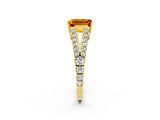 Yellow gold Emerald Cut Cut Split Shank Pave Diamond Engagement Ring with Four-Prong Setting_2
