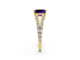 Yellow gold Emerald Cut Cut Split Shank Pave Diamond Engagement Ring with Four-Prong Setting_2