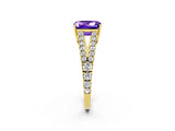 Yellow gold Emerald Cut Cut Split Shank Pave Diamond Engagement Ring with Four-Prong Setting_2
