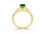 Yellow gold Emerald Cut Cut Split Shank Pave Diamond Engagement Ring with Four-Prong Setting_3