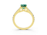 Yellow gold Emerald Cut Cut Split Shank Pave Diamond Engagement Ring with Four-Prong Setting_3