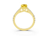 Yellow gold Emerald Cut Cut Split Shank Pave Diamond Engagement Ring with Four-Prong Setting_3