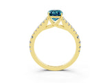 Yellow gold Emerald Cut Cut Split Shank Pave Diamond Engagement Ring with Four-Prong Setting_3