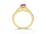 Yellow gold Emerald Cut Cut Split Shank Pave Diamond Engagement Ring with Four-Prong Setting_3