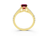 Yellow gold Emerald Cut Cut Split Shank Pave Diamond Engagement Ring with Four-Prong Setting_3
