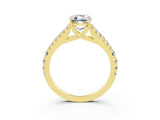 Yellow gold Emerald Cut Cut Split Shank Pave Diamond Engagement Ring with Four-Prong Setting_3
