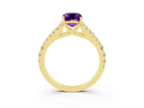 Yellow gold Emerald Cut Cut Split Shank Pave Diamond Engagement Ring with Four-Prong Setting_3