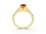Yellow gold Emerald Cut Cut Split Shank Pave Diamond Engagement Ring with Four-Prong Setting_3