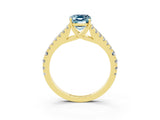 Yellow gold Emerald Cut Cut Split Shank Pave Diamond Engagement Ring with Four-Prong Setting_3