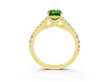 Yellow gold Emerald Cut Cut Split Shank Pave Diamond Engagement Ring with Four-Prong Setting_3