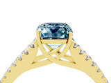 Yellow gold Emerald Cut Cut Split Shank Pave Diamond Engagement Ring with Four-Prong Setting_4