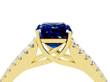 Yellow gold Emerald Cut Cut Split Shank Pave Diamond Engagement Ring with Four-Prong Setting_4