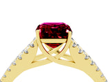 Yellow gold Emerald Cut Cut Split Shank Pave Diamond Engagement Ring with Four-Prong Setting_4