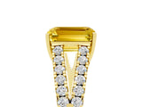 Yellow gold Emerald Cut Cut Split Shank Pave Diamond Engagement Ring with Four-Prong Setting_5