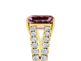 Yellow gold Emerald Cut Cut Split Shank Pave Diamond Engagement Ring with Four-Prong Setting_5
