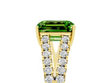 Yellow gold Emerald Cut Cut Split Shank Pave Diamond Engagement Ring with Four-Prong Setting_5