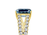 Yellow gold Emerald Cut Cut Split Shank Pave Diamond Engagement Ring with Four-Prong Setting_5
