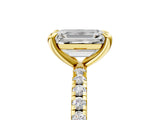 Yellow gold Emerald Cut Diamond Brilliant Solitaire Ring with Pavé Band and Four-Prong Setting_463