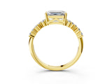 Yellow gold Emerald Cut Diamond Cluster Pavé Band with Four-Prong Setting_15