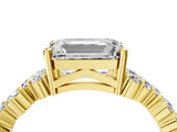 Yellow gold Emerald Cut Diamond Cluster Pavé Band with Four-Prong Setting_16