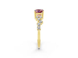 Yellow gold Emerald Cut Diamond Cluster Pavé Band with Four-Prong Setting_2